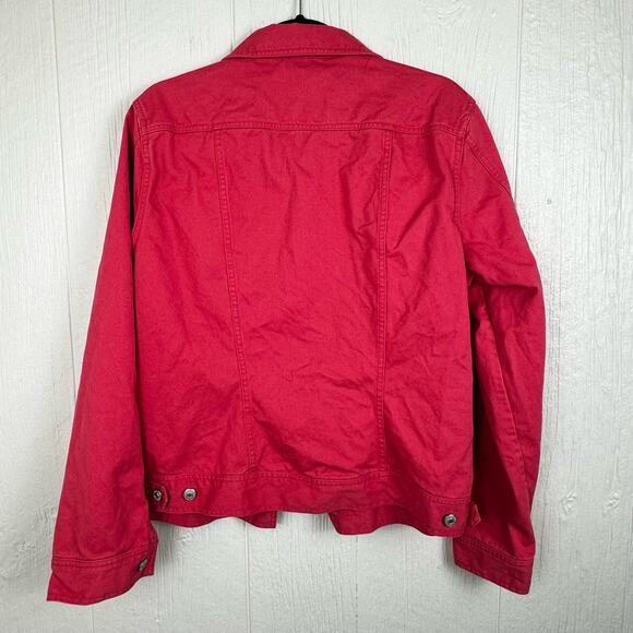 Land's End Pink Denim Jacket Size XL 100% Cotton Western Rodeo Country Festival - Picture 3 of 8